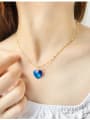 thumb 925 Sterling Silver Austrian Zirconia Blue Heart Minimalist Link Necklace 3
