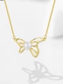 thumb Brass Freshwater Pearl White Butterfly Minimalist Link Necklace 0