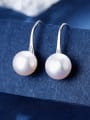 thumb 925 Sterling Silver Freshwater Pearl White Round Minimalist Hook Earring 0