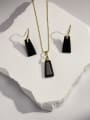thumb Minimalist Geometric Brass Natural Stone Multi Color Stone Earring and Necklace Set 1
