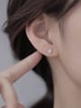 thumb 925 Sterling Silver Cubic Zirconia Silver Round Minimalist Stud Earring 3