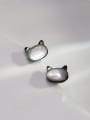 thumb 925 Sterling Silver Shell Black Cat Minimalist Stud Earring 2