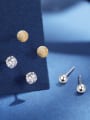 thumb 925 Sterling Silver Cubic Zirconia Silver Round Minimalist Stud Earring 0