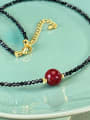 thumb Copper Alloy Miyuki Millet Bead Black Stone Water Drop Minimalist Beaded Necklace 3