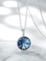 thumb 925 Sterling Silver Austrian Crystal Blue Round Minimalist Necklace 0