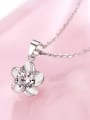 thumb 925 Sterling Silver Cubic Zirconia White Flower Minimalist Link Necklace 0