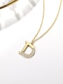 thumb 925 Sterling Silver Cubic Zirconia Gold Letter Minimalist Initials Necklace 0