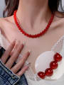 thumb Brass Carnelian Red Round Minimalist Beaded Necklace 1