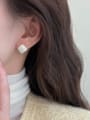 thumb Copper Alloy White Enamel Square Minimalist Stud Earring 3