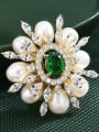 thumb Brass Freshwater Pearl Green Oval Dainty Pins & Brooches 1