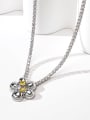 thumb Minimalist Flower Brass Cubic Zirconia Yellow Earring and Necklace Set 2