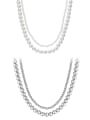 thumb Brass Glass beads Gray Round Minimalist Beaded Necklace 0