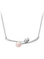 thumb 925 Sterling Silver Freshwater Pearl White Flower Minimalist Link Necklace 2