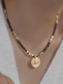 thumb Brass Cubic Zirconia Gold Evil Eye Dainty Beaded Necklace 2