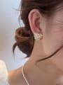 thumb Brass Imitation Pearl White Heart Minimalist Stud Earring 4