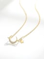 thumb 925 Sterling Silver Cubic Zirconia Gold Star Minimalist Link Necklace 0