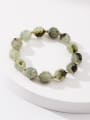 thumb Brass Prehnite Green Stone Geometric Minimalist Handmade Beaded Bracelet 1