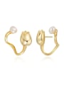thumb Brass Freshwater Pearl White Flower Minimalist Stud Earring 0