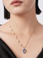 thumb Brass Freshwater Pearl Blue Ceramic Dainty Link Necklace 3