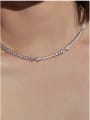 thumb Brass Cubic Zirconia White Bowknot Dainty Link Necklace 3