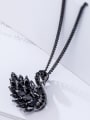 thumb Brass Cubic Zirconia Black Stone Swan Minimalist Cuban Necklace 1