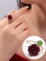 thumb 925 Sterling Silver Stone Natural Stone Green Flower Minimalist Band Ring 1