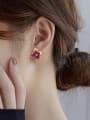 thumb Alloy Synthetic Crystal Pink Flower Minimalist Stud Earring 4