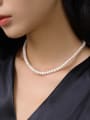 thumb 925 Sterling Silver Freshwater Pearl White Minimalist Beaded Necklace 3