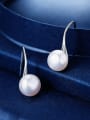 thumb 925 Sterling Silver Freshwater Pearl White Round Minimalist Hook Earring 1