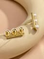 thumb Brass Freshwater Pearl White Rectangle Minimalist Stud Earring 2