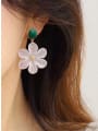 thumb Zinc Alloy White Enamel Flower Artisan Stud Earring 3