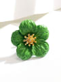 thumb Zinc Alloy Green Enamel Flower Minimalist Pins & Brooches 0