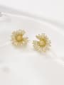 thumb 925 Sterling Silver Cubic Zirconia Gold Plant Series Minimalist Cluster Earring 0