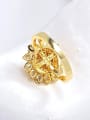 thumb Brass Stone Cubic Zirconia Yellow Flower Minimalist Band Ring 3