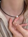 thumb 925 Sterling Silver Freshwater Pearl White Ball Minimalist Beaded Necklace 4