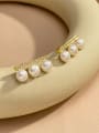 thumb Brass Freshwater Pearl White Rectangle Minimalist Stud Earring 1