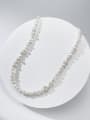 thumb 925 Sterling Silver Freshwater Pearl White Irregular Minimalist Beaded Necklace 0