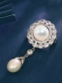thumb Brass Freshwater Pearl White Round Minimalist Pins & Brooches 1