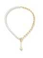 thumb Brass Freshwater Pearl Gold Heart Minimalist Beaded Necklace 0