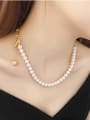 thumb Brass Freshwater Pearl Gold Heart Minimalist Beaded Necklace 4