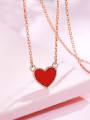 thumb 925 Sterling Silver Red Acrylic Heart Dainty Link Necklace 0