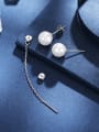 thumb 925 Sterling Silver Imitation Pearl Blue Geometric Minimalist Stud Earring 3