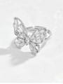 thumb Brass Cubic Zirconia White Butterfly Minimalist Band Ring 1