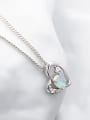 thumb 925 Sterling Silver Opal Blue Heart Minimalist Link Necklace 3