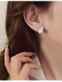 thumb Brass Cubic Zirconia Pink Round Minimalist Stud Earring 4