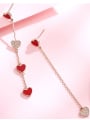 thumb Brass Red Acrylic Heart Dainty Threader Earring 1