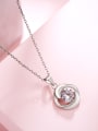 thumb 925 Sterling Silver Cubic Zirconia White Round Minimalist Link Necklace 1