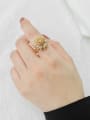 thumb Brass Stone Cubic Zirconia Yellow Flower Minimalist Band Ring 1