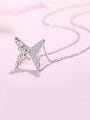 thumb 925 Sterling Silver Cubic Zirconia White Butterfly Minimalist Link Necklace 0