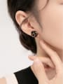 thumb Brass Black Enamel Flower Minimalist Stud Earring 3